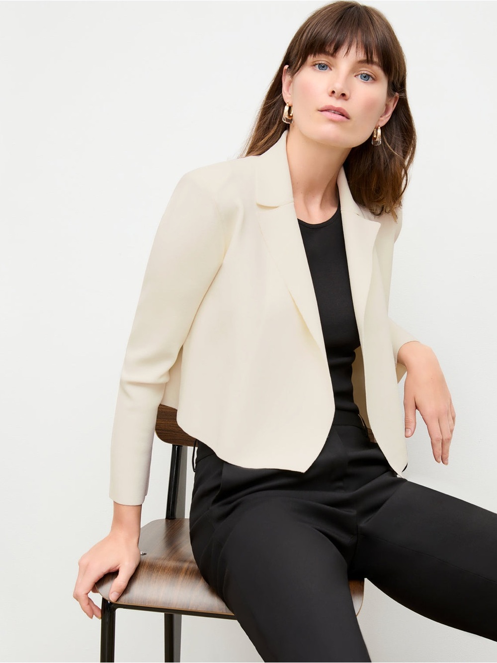 MM Lafleur Cream Cropped Blazer Jacket